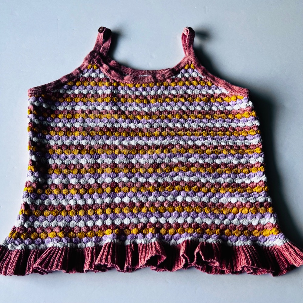 FabKids Knit Tank Top Girls XXL (18) Colorful‎ Cotton Sweater Tank